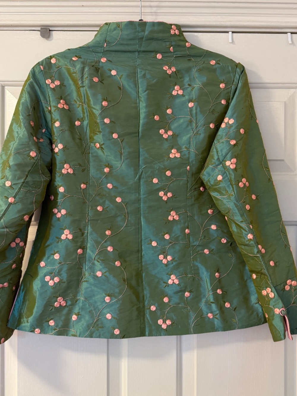 Vintage Dragon Silk Kimono Jacket Blazer 100% Silk Cherry Blossom Women's XXL - Picture 3 of 5
